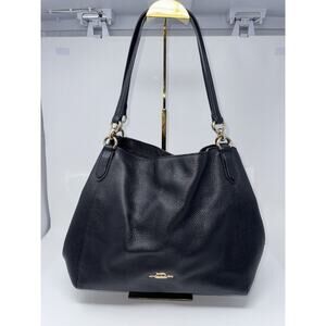 Coach Hallie Black Leather Shoulder Tote Hobo Bag